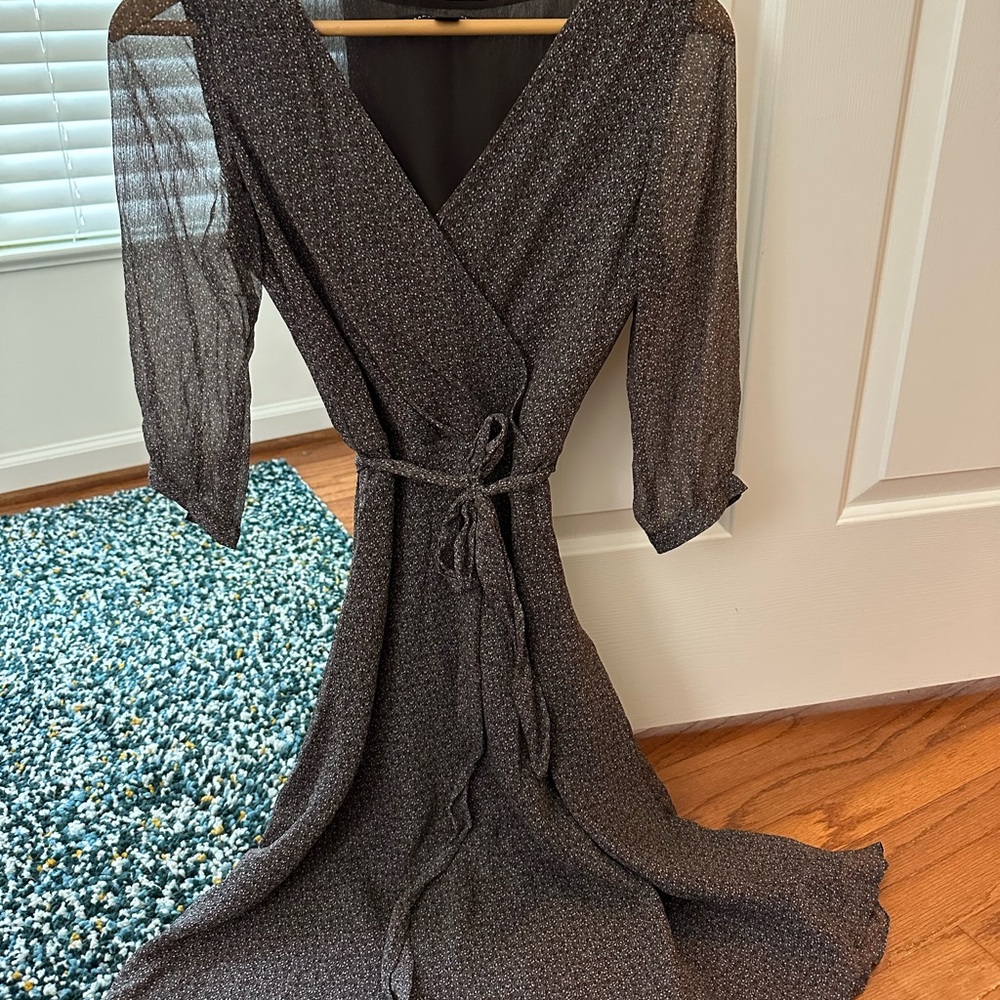 Banana Republic Purple Wrap Gown with V-Neckline